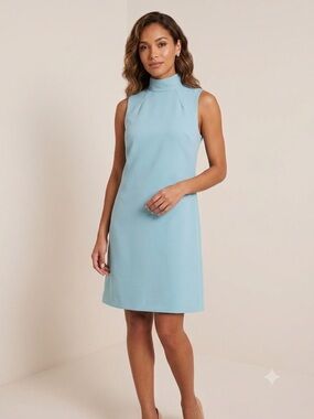 Alice + Olivia Sleeveless High-Neck Sky Blue Mini Dress
